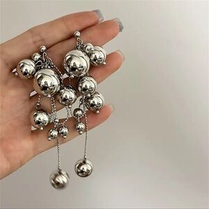 NEW Extravaganza Metal Ball Long Drop Earrings